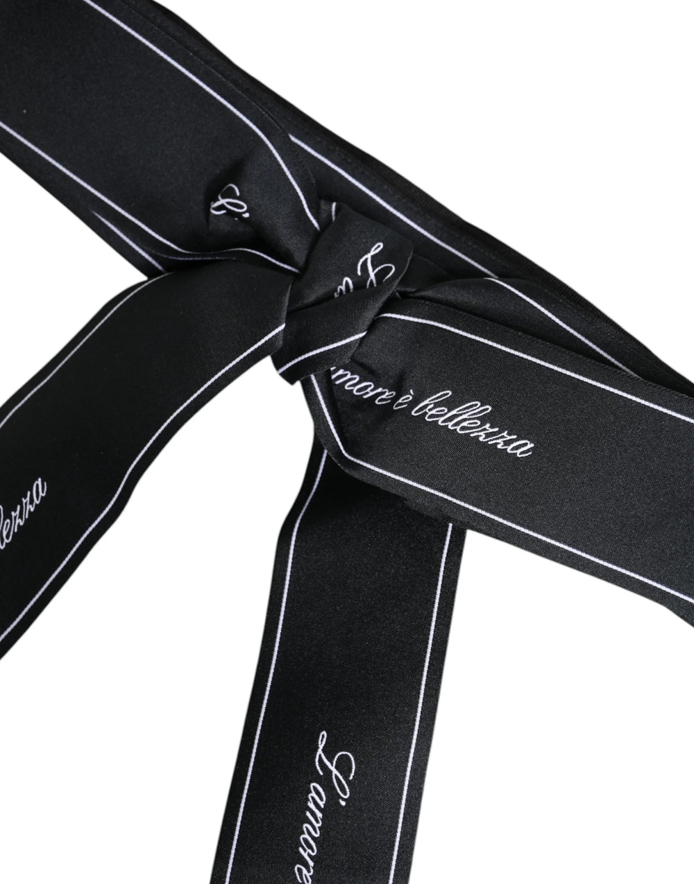 Dolce & Gabbana Black Waist Ribbon Wide Bow Logo Belt - IT40|S - Belts