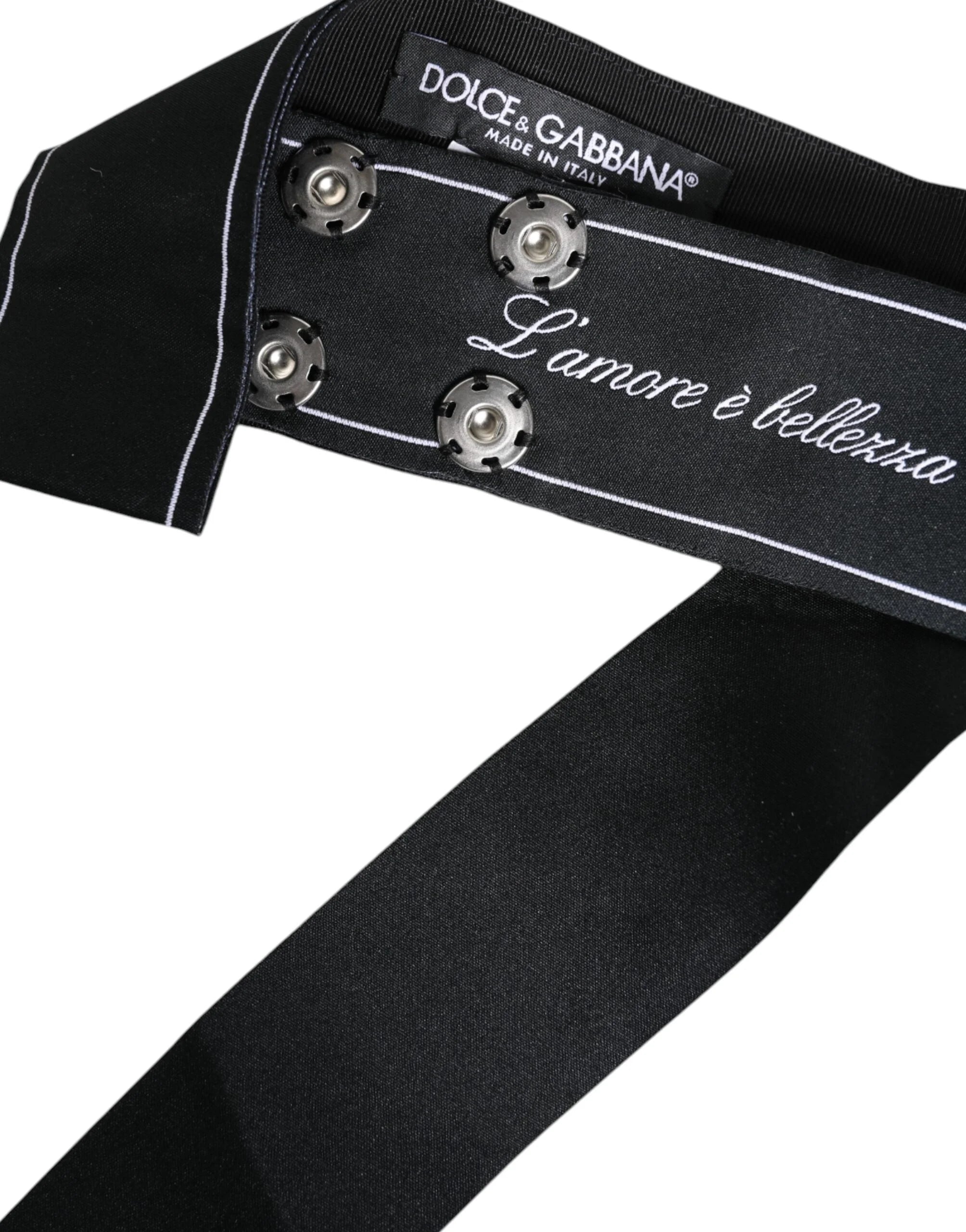 Dolce & Gabbana Black Waist Ribbon Wide Bow Logo Belt - IT40|S - Belts