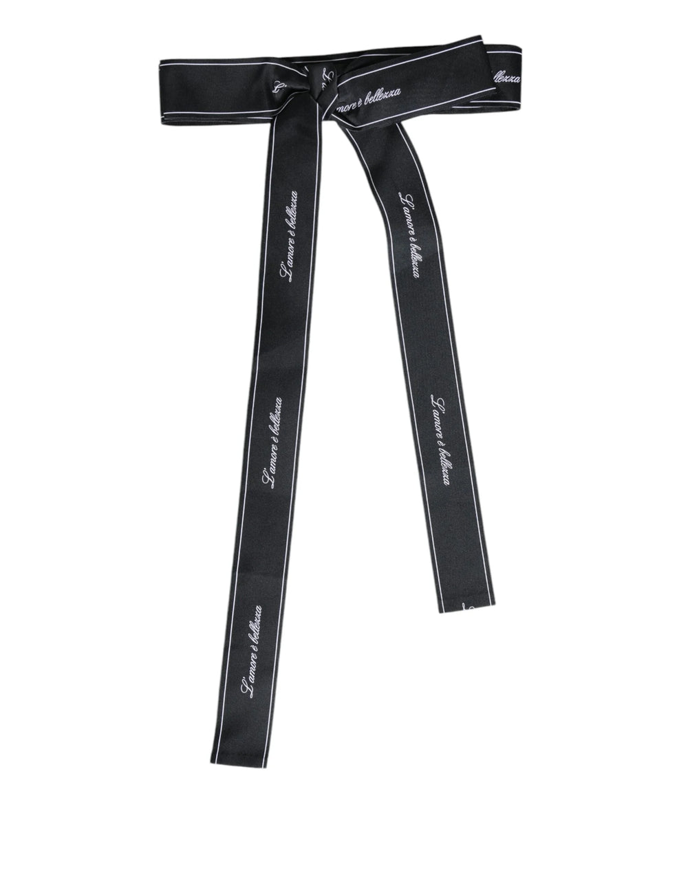 Dolce & Gabbana Black Waist Ribbon Wide Bow Logo Belt - IT40|S - Belts