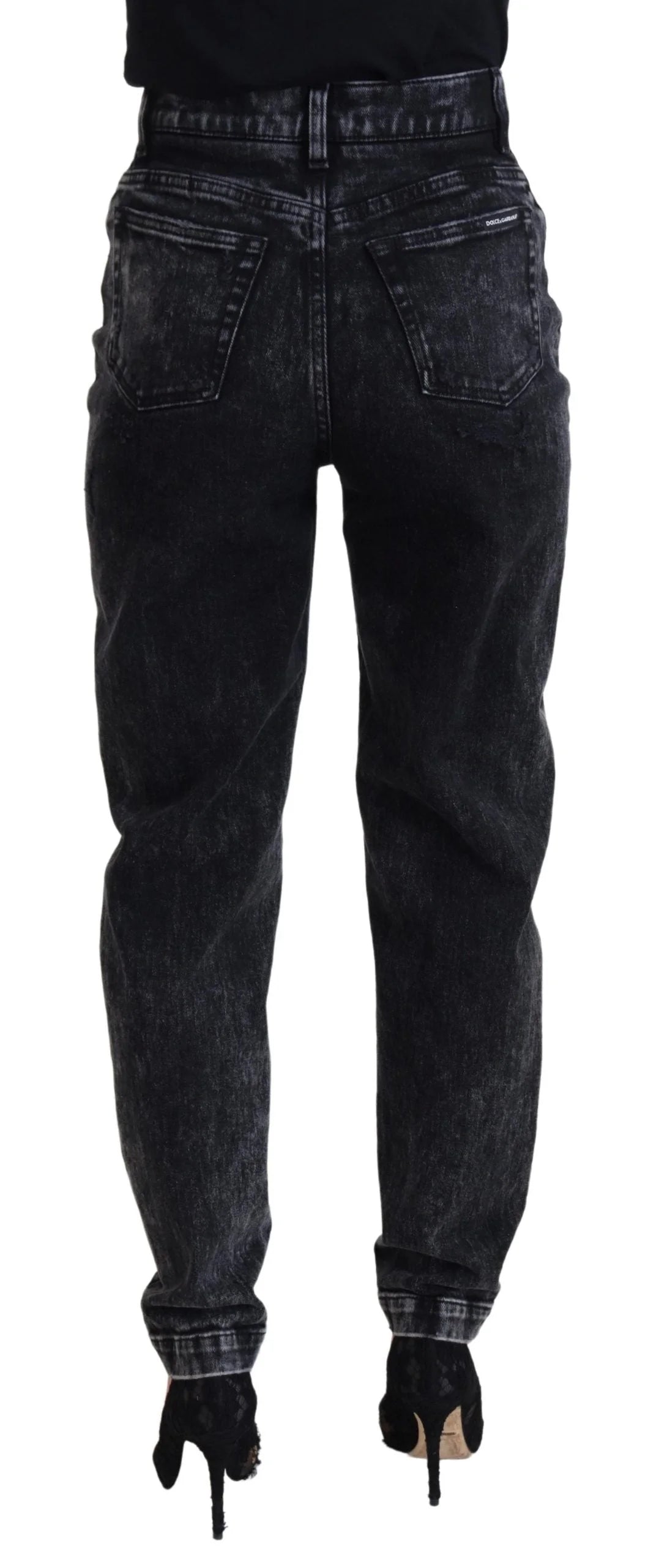 Dolce & Gabbana Black Washed Cotton High Waist Denim Jeans - IT40|S - Jeans