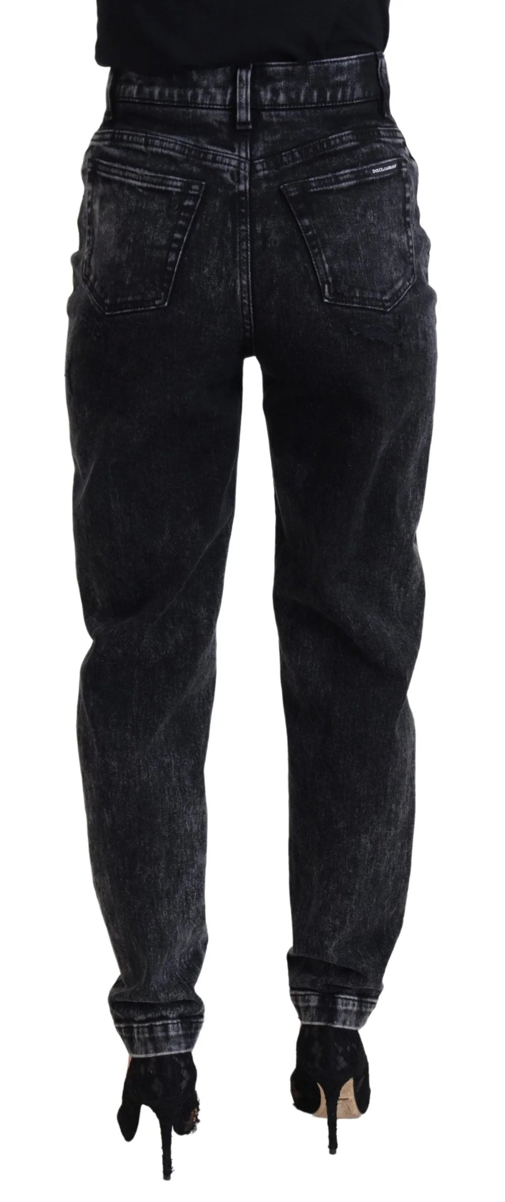 Dolce & Gabbana Black Washed Cotton High Waist Denim Jeans - IT40|S - Jeans