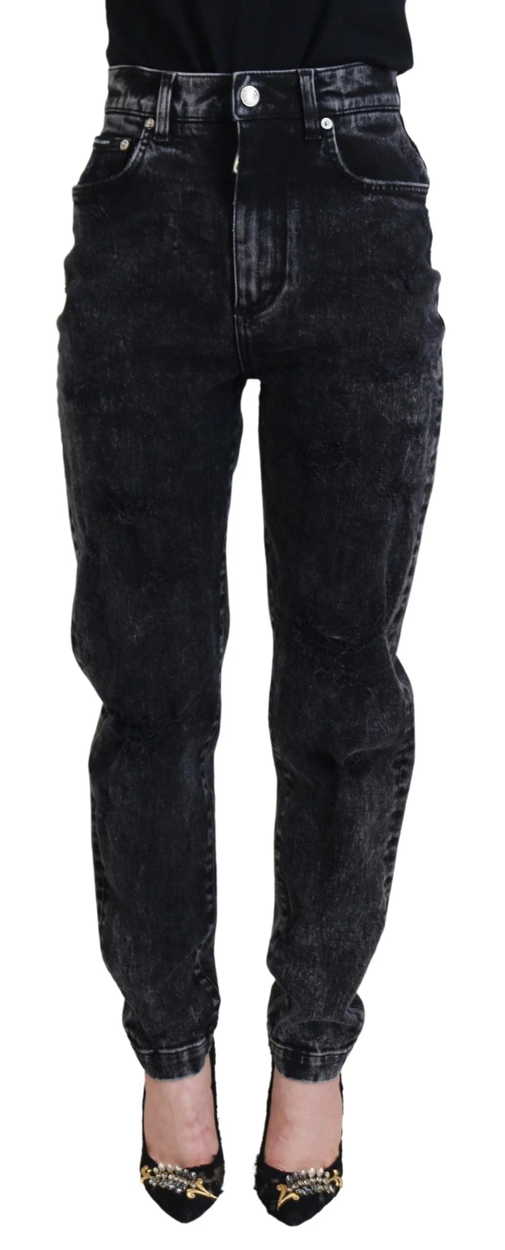 Dolce & Gabbana Black Washed Cotton High Waist Denim Jeans - IT40|S - Jeans