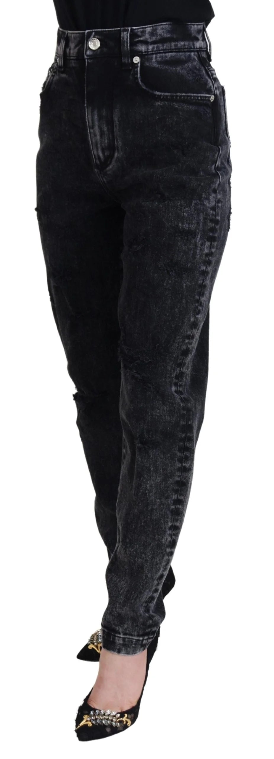 Dolce & Gabbana Black Washed Cotton High Waist Denim Jeans - IT40|S - Jeans