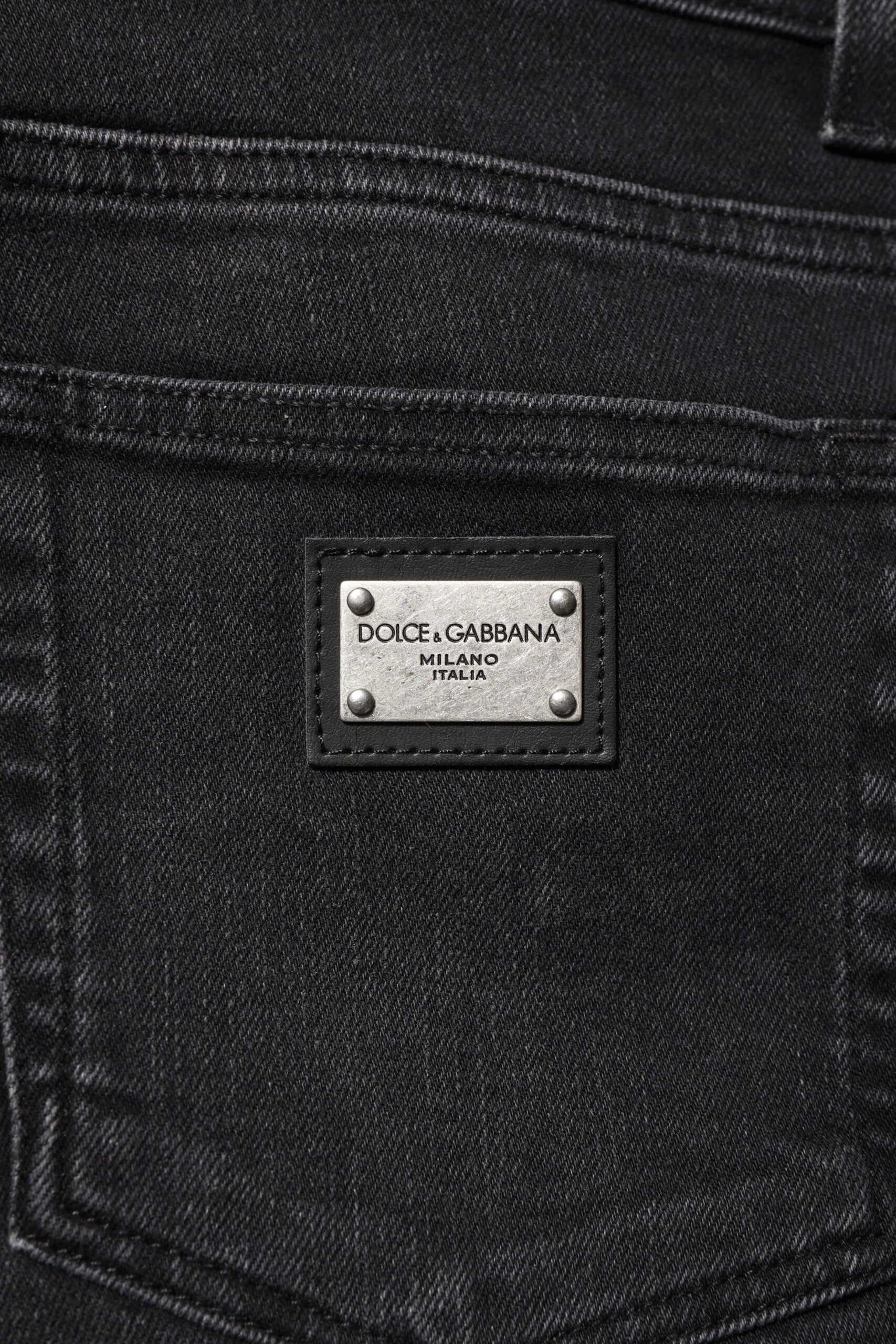 Dolce & Gabbana Black Washed Cotton Skinny Denim Jeans - IT50 | L