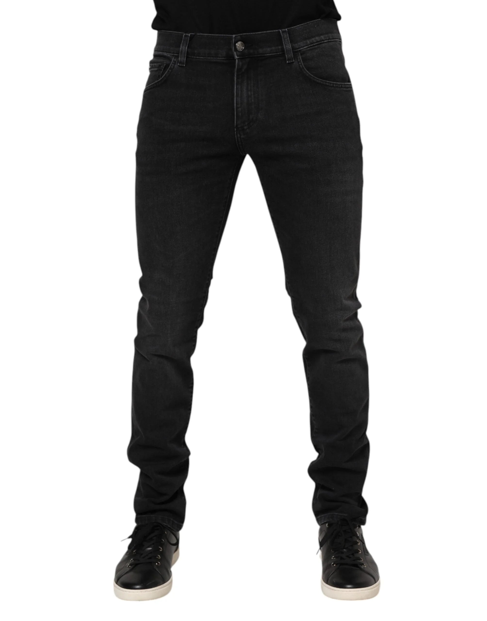 Dolce & Gabbana Black Washed Cotton Skinny Denim Jeans - IT50 | L