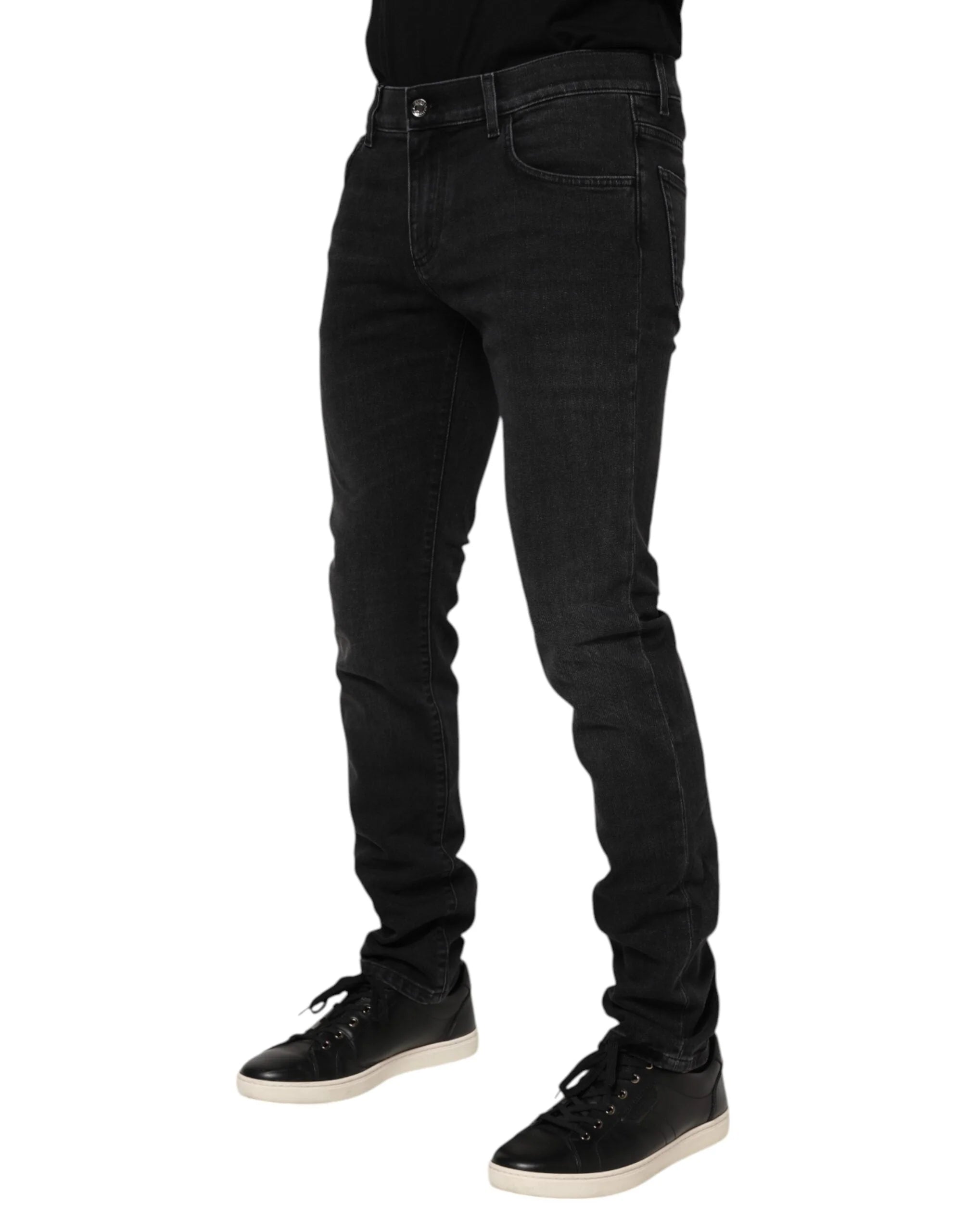 Dolce & Gabbana Black Washed Cotton Skinny Denim Jeans - IT50 | L