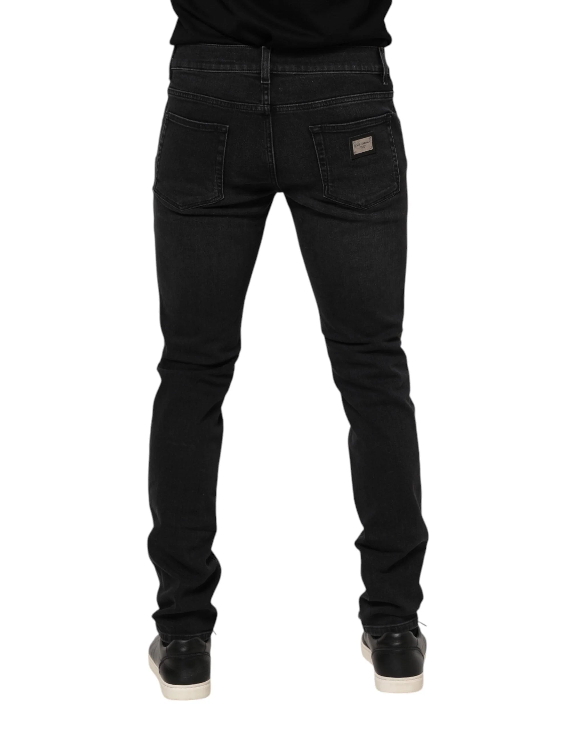 Dolce & Gabbana Black Washed Cotton Skinny Denim Jeans - IT50 | L