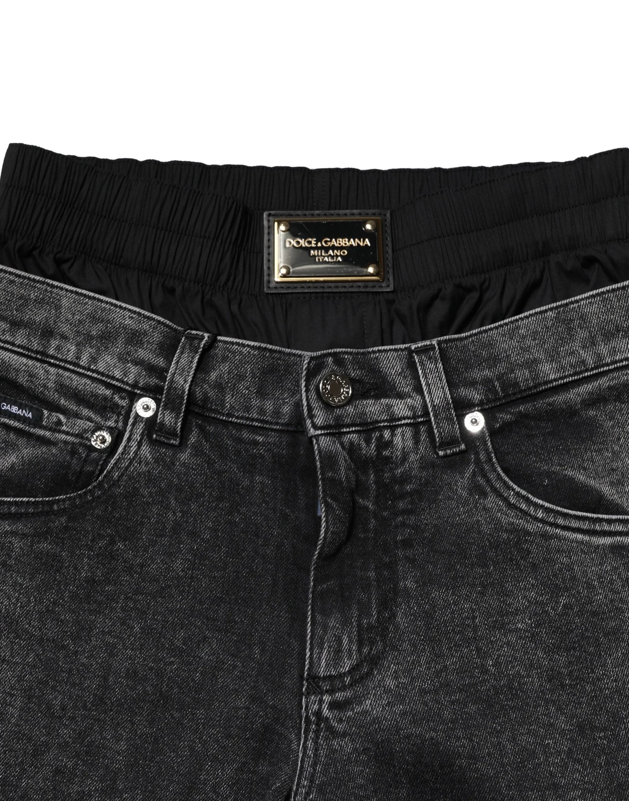 Dolce & Gabbana Black Washed Double Waistband Denim Jeans - IT44 | XS - Jeans