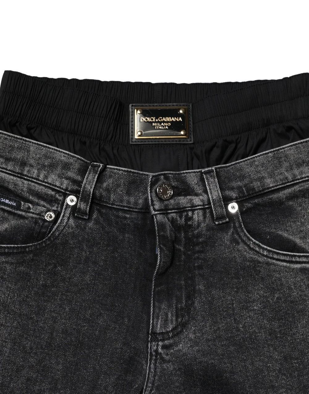 Dolce & Gabbana Black Washed Double Waistband Denim Jeans - IT44 | XS - Jeans