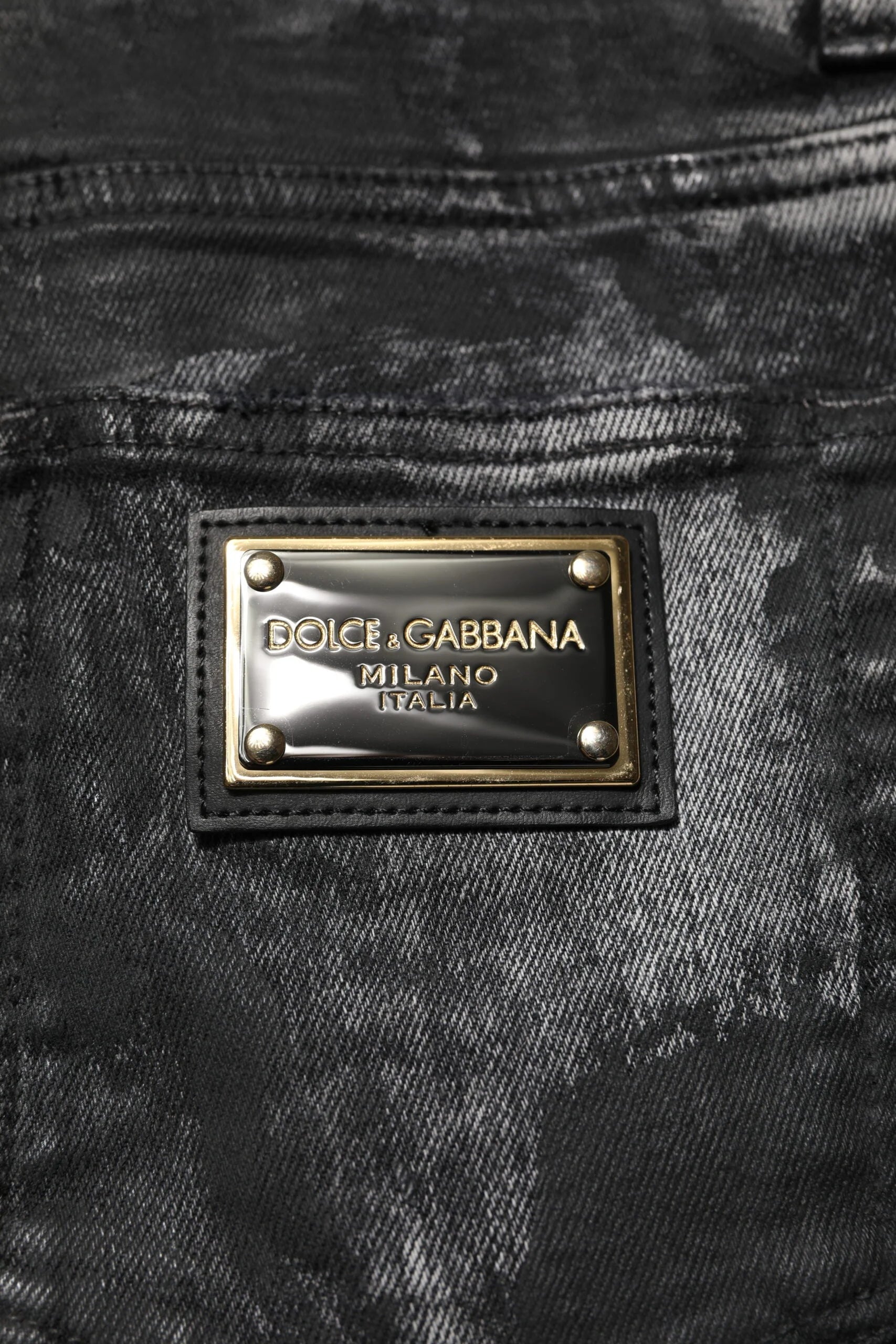 Dolce & Gabbana Black Washed Embellished Skinny Denim Jeans - Jeans