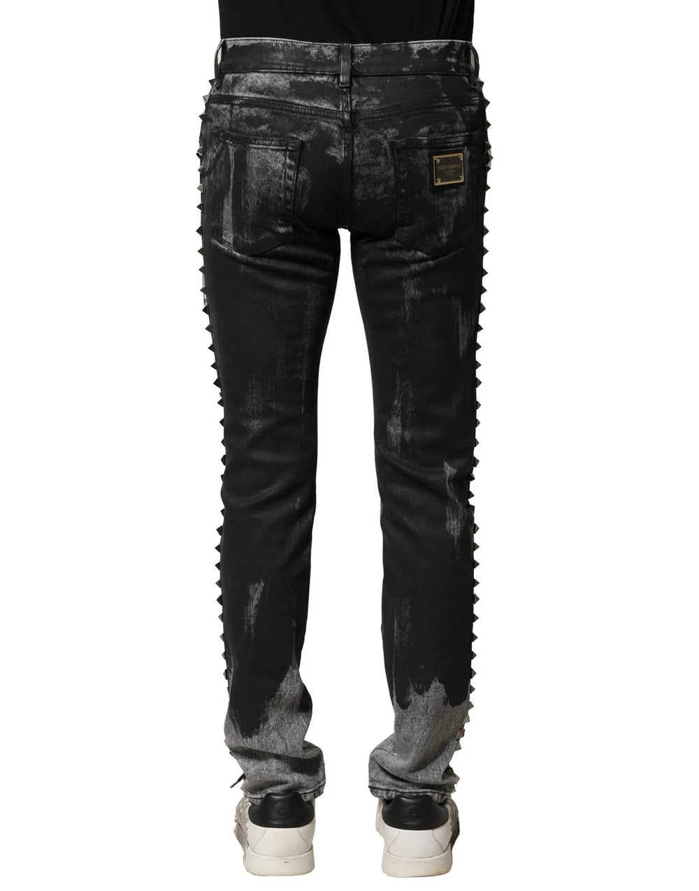Dolce & Gabbana Black Washed Embellished Skinny Denim Jeans - Jeans