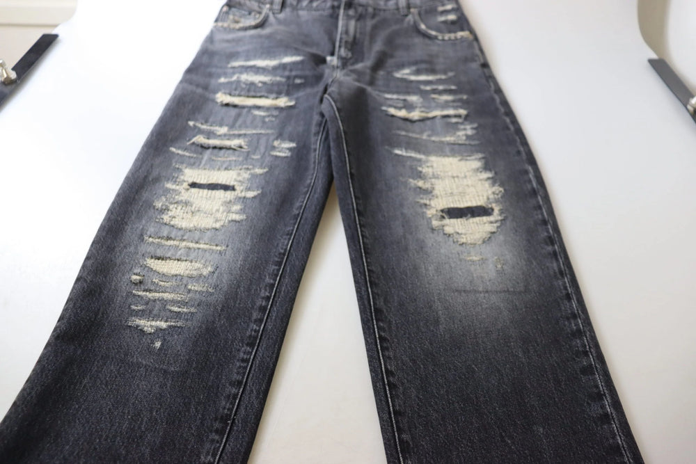 Dolce & Gabbana Black Washed Tattered High Waist Denim Jeans - IT40|S - Jeans