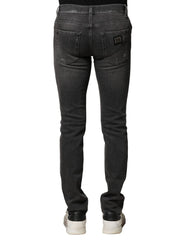 Dolce & Gabbana Black Washed Tattered Slim Fit Denim Jeans - IT44 | XS