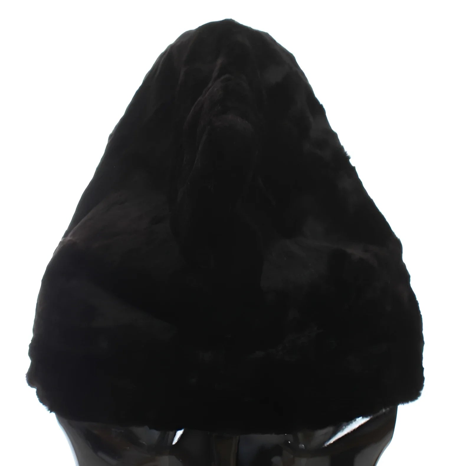 Dolce & Gabbana Black Weasel Fur Crochet Hood Scarf Hat
