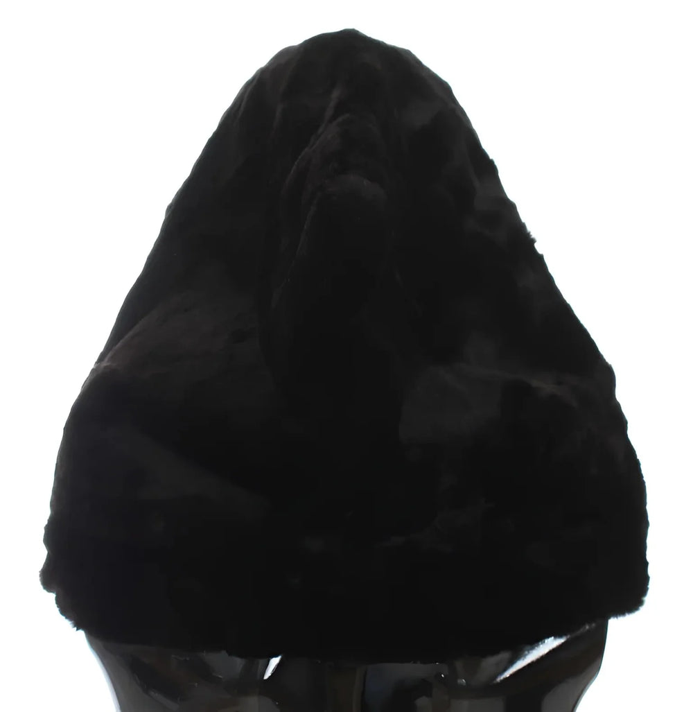 Dolce & Gabbana Black Weasel Fur Crochet Hood Scarf Hat - Scarves & Shawls