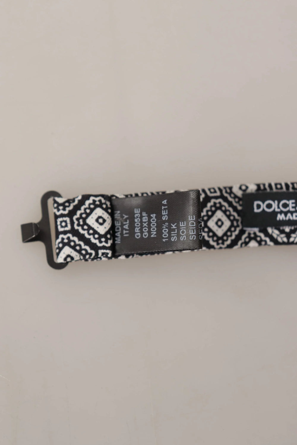 Dolce & Gabbana Black white 100% Silk Adjustable Neck Papillon Tie - Neckties
