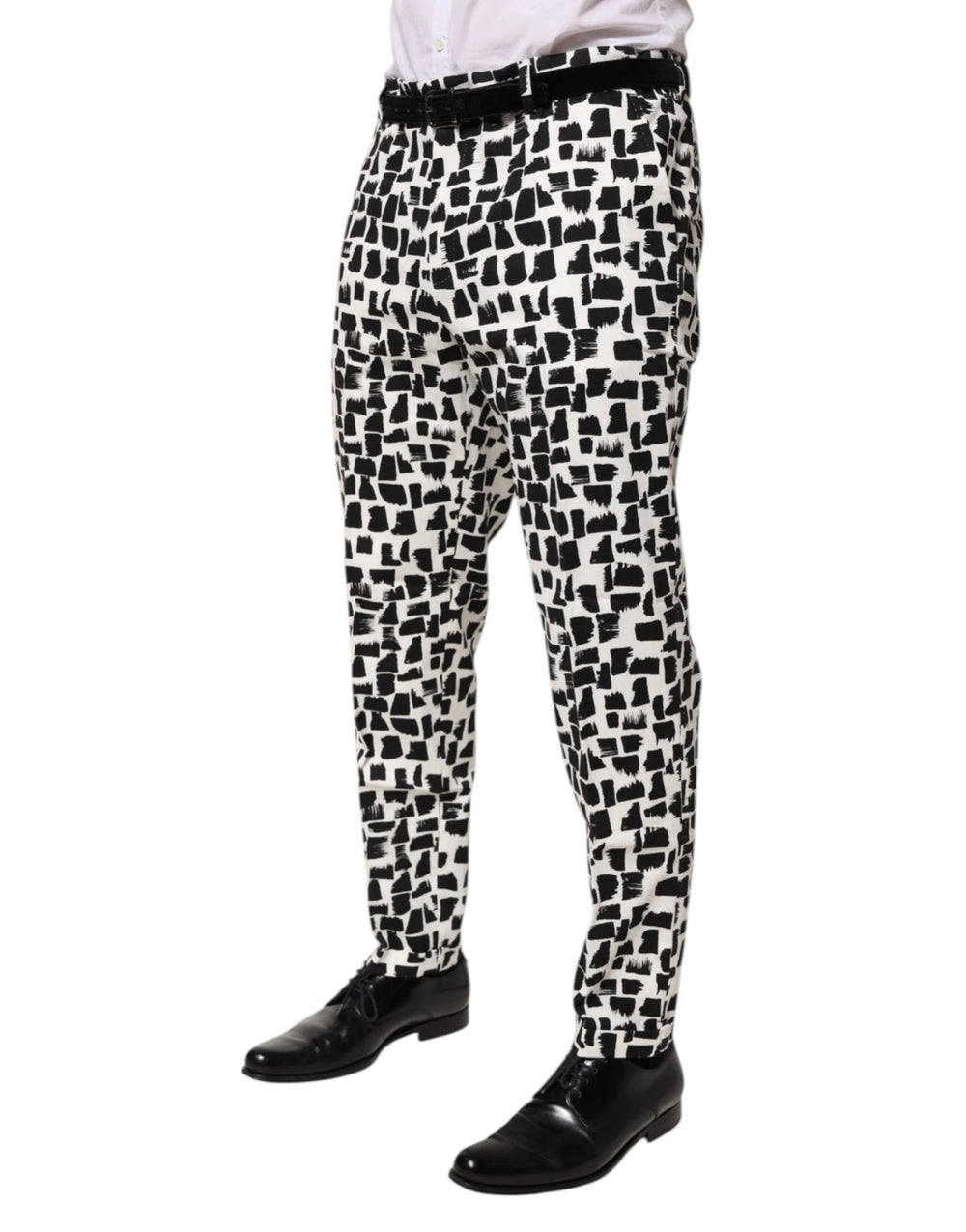 Dolce & Gabbana Black White Abstract Print Cotton Blend Pants - IT52 | XL - Trousers