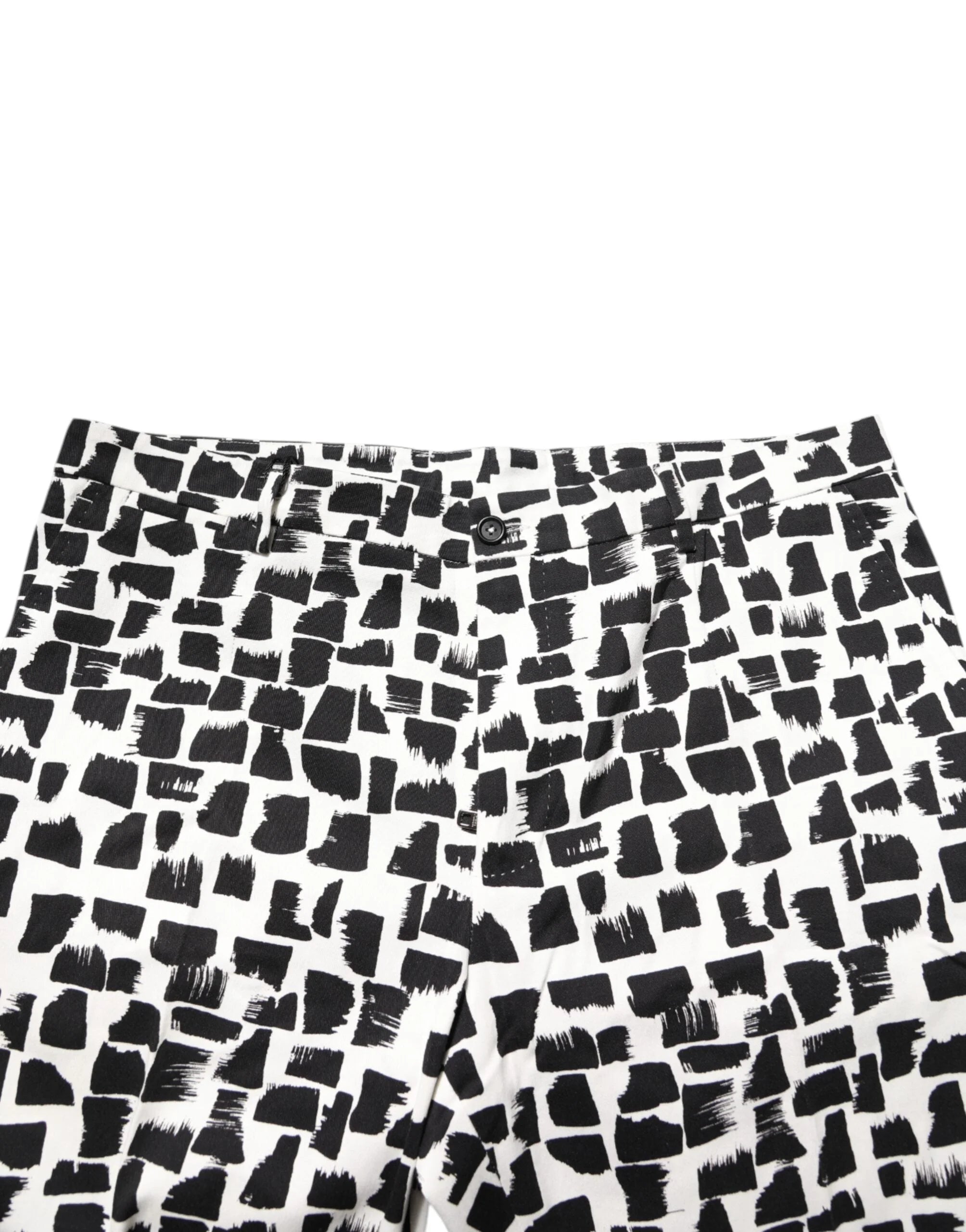 Dolce & Gabbana Black White Abstract Print Cotton Blend Pants - IT52 | XL - Trousers