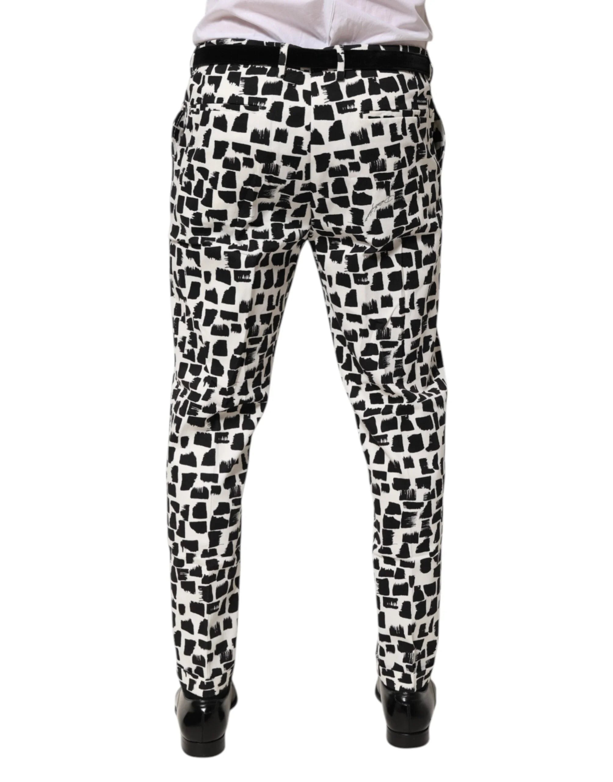 Dolce & Gabbana Black White Abstract Print Cotton Blend Pants - IT52 | XL - Trousers