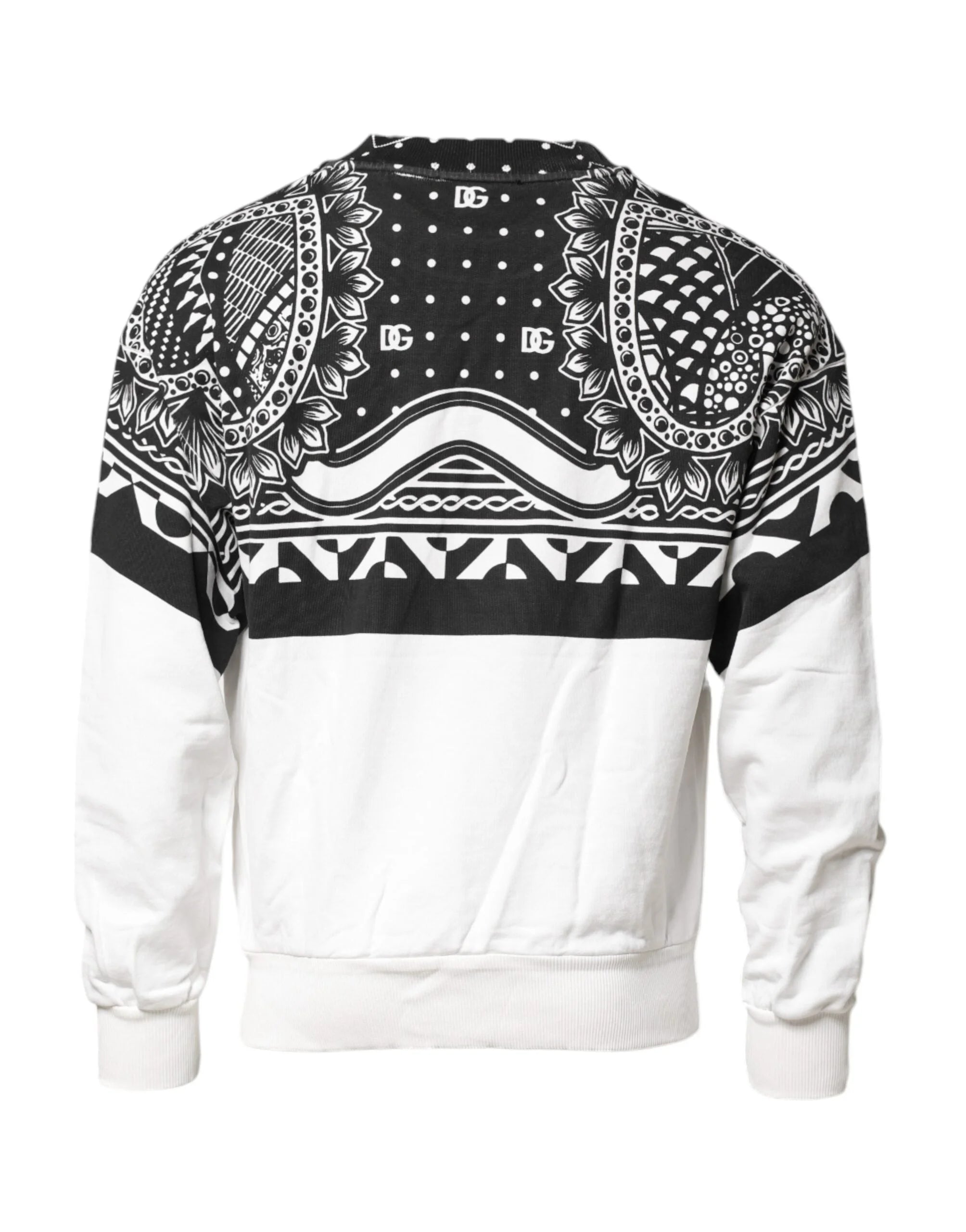 Dolce & Gabbana Black White Bandana Cotton Men Sweatshirt Sweater - IT44 | XS - Sweaters