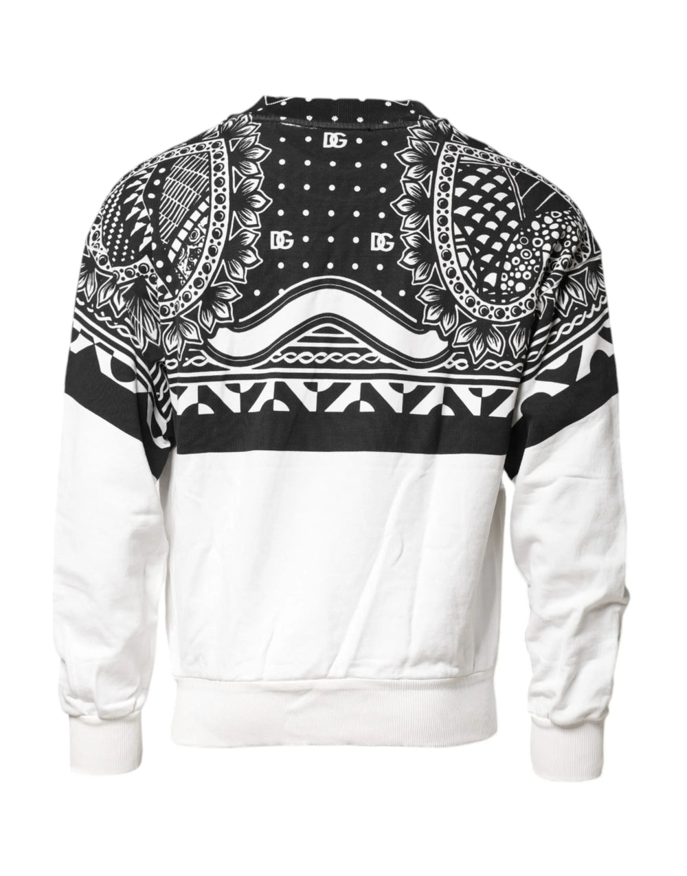 Dolce & Gabbana Black White Bandana Cotton Men Sweatshirt Sweater - IT44 | XS - Sweaters