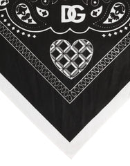 Dolce & Gabbana Black White Bandana Square Men Foulard Scarf - Bandanas & Headties