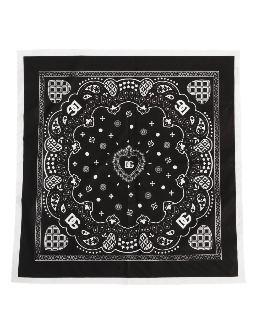 Dolce & Gabbana Black White Bandana Square Men Foulard Scarf - Bandanas & Headties