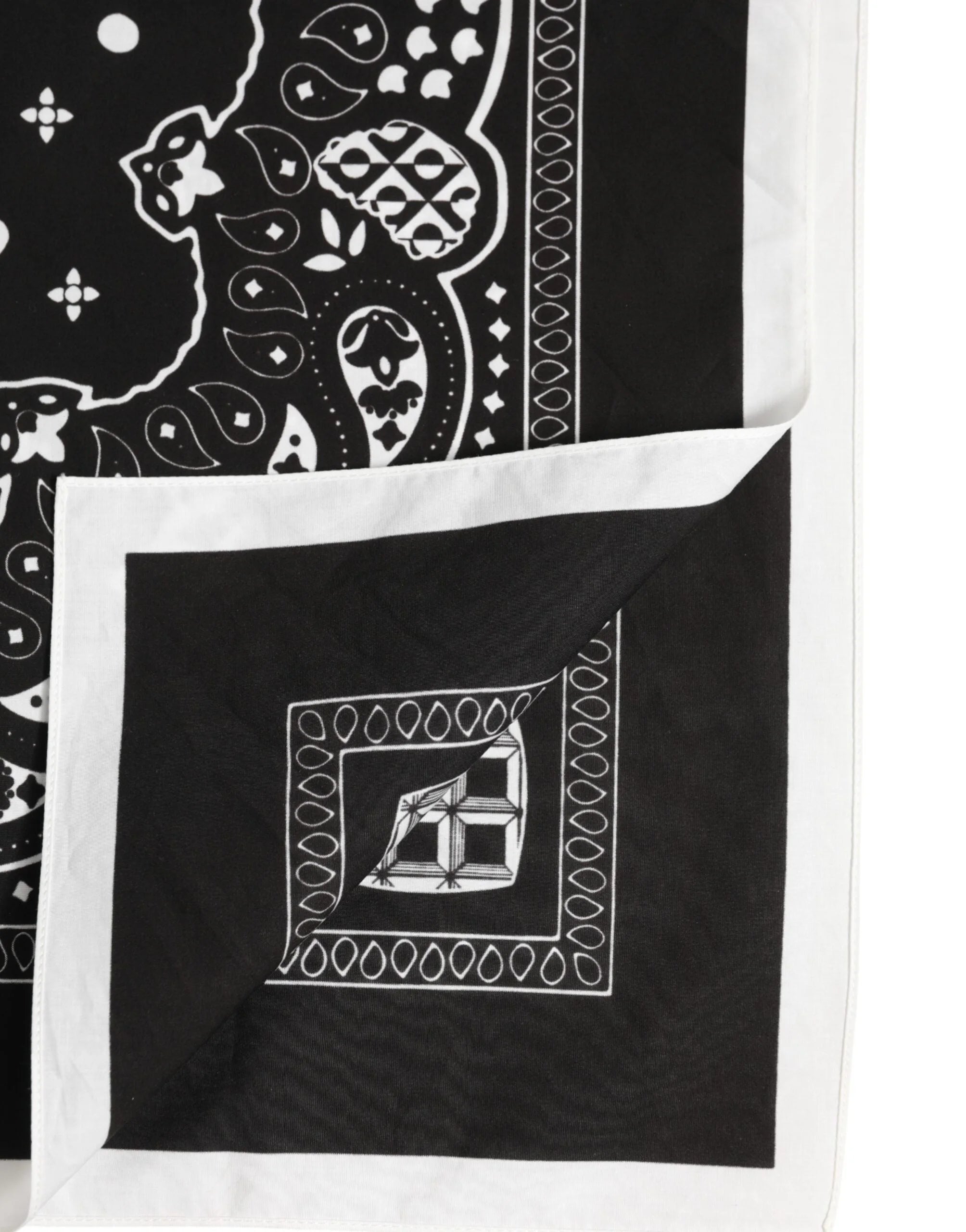 Dolce & Gabbana Black White Bandana Square Men Foulard Scarf - Bandanas & Headties