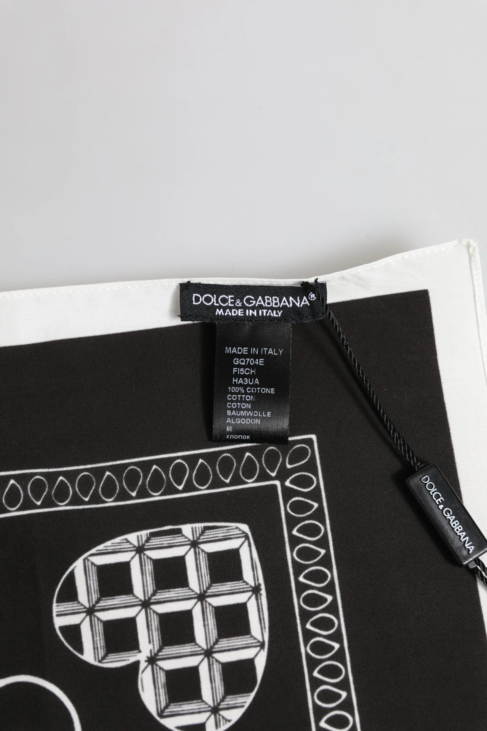Dolce & Gabbana Black White Bandana Square Men Foulard Scarf - Bandanas & Headties