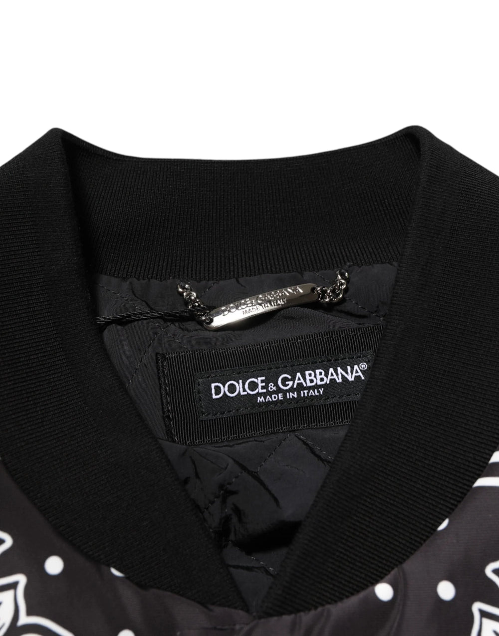 Chaqueta Bomber para Hombre con Estampado de Bandana Blanco y Negro de Dolce & Gabbana