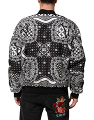 Chaqueta Bomber para Hombre con Estampado de Bandana Blanco y Negro de Dolce & Gabbana