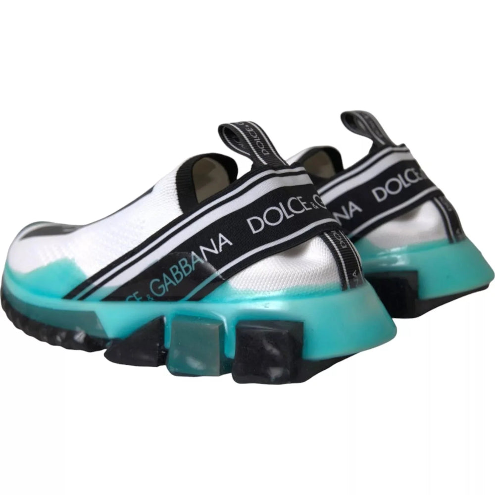 Dolce & Gabbana Black White Blue Slip On Sorrento Sneakers - EU40.5/US7.5 - Sneakers