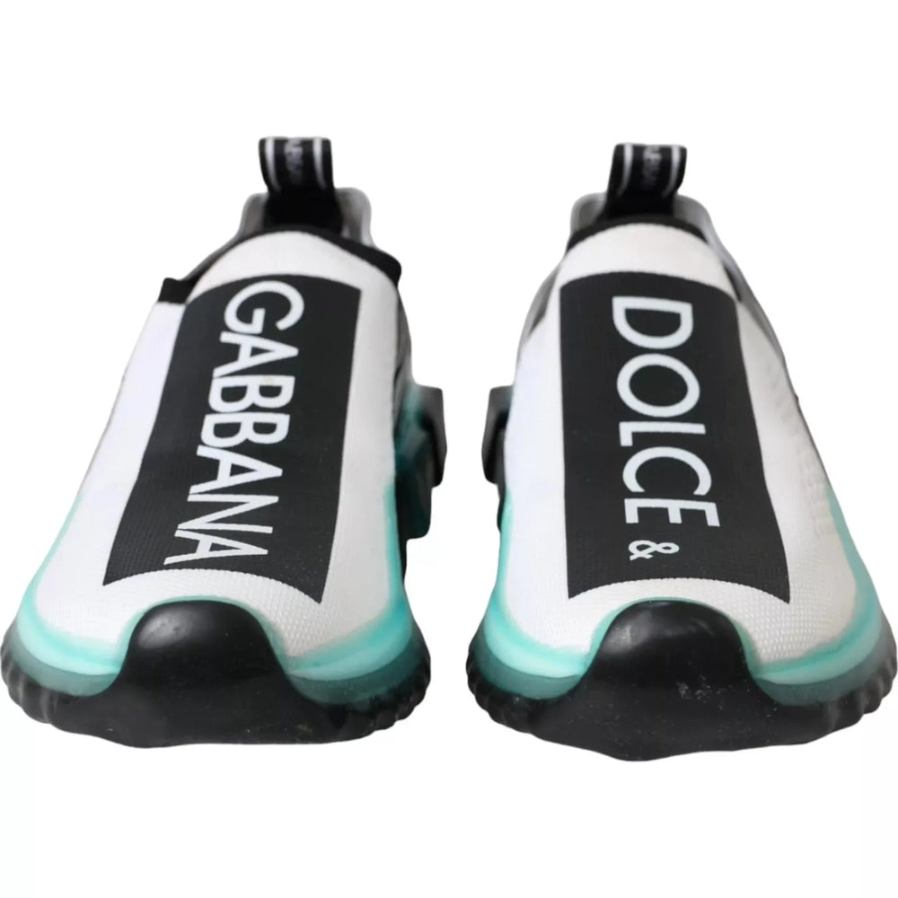 Dolce & Gabbana Black White Blue Slip On Sorrento Sneakers - EU40.5/US7.5 - Sneakers
