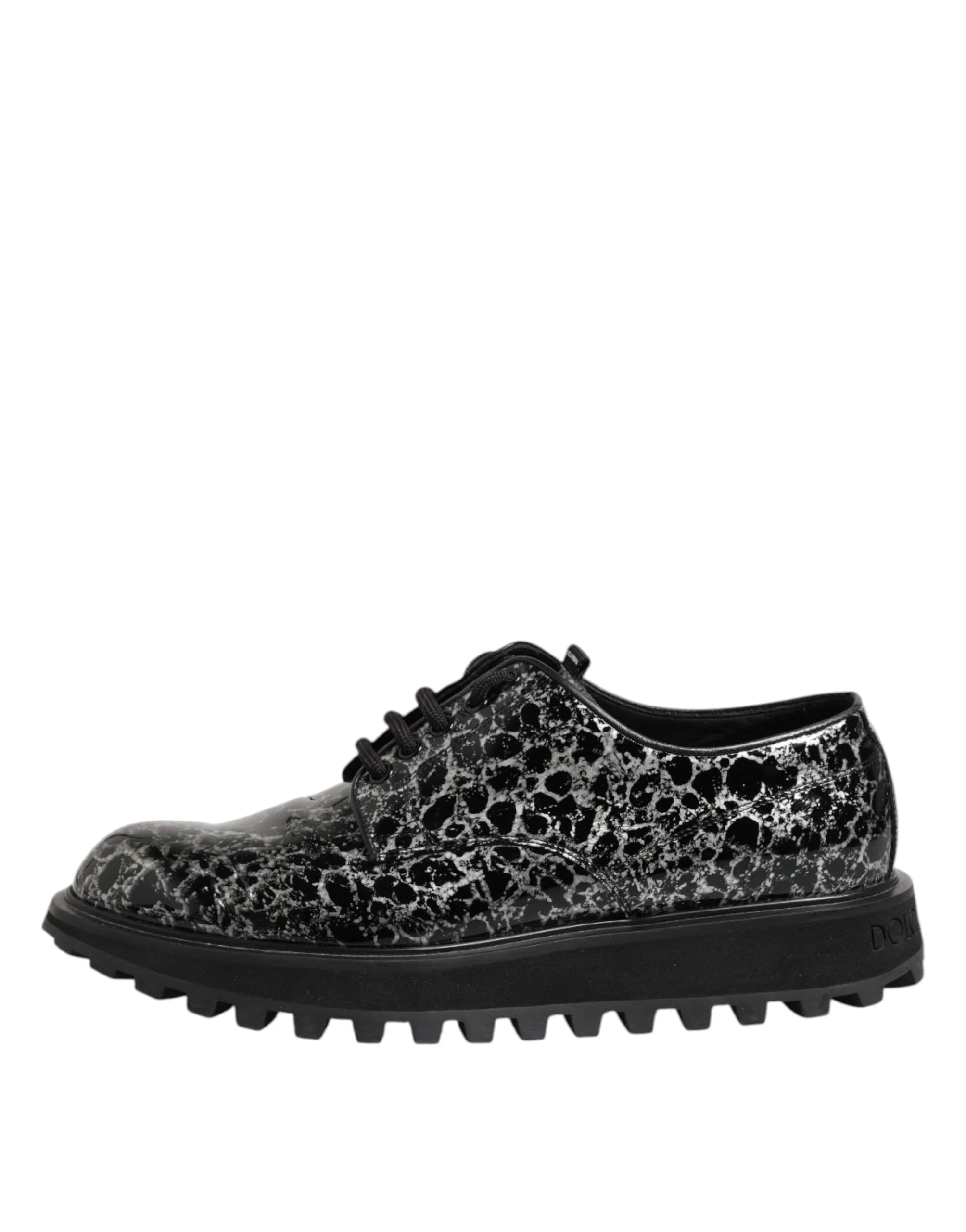 Dolce & Gabbana Black White Calfskin Chunky Derby Shoes - EU42/US9 - Shoes