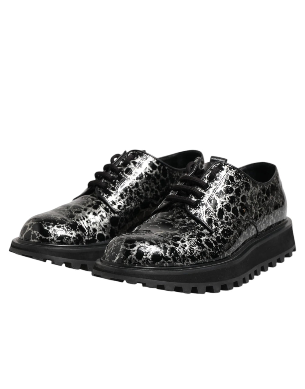 Dolce & Gabbana Black White Calfskin Chunky Derby Shoes - EU42/US9 - Shoes