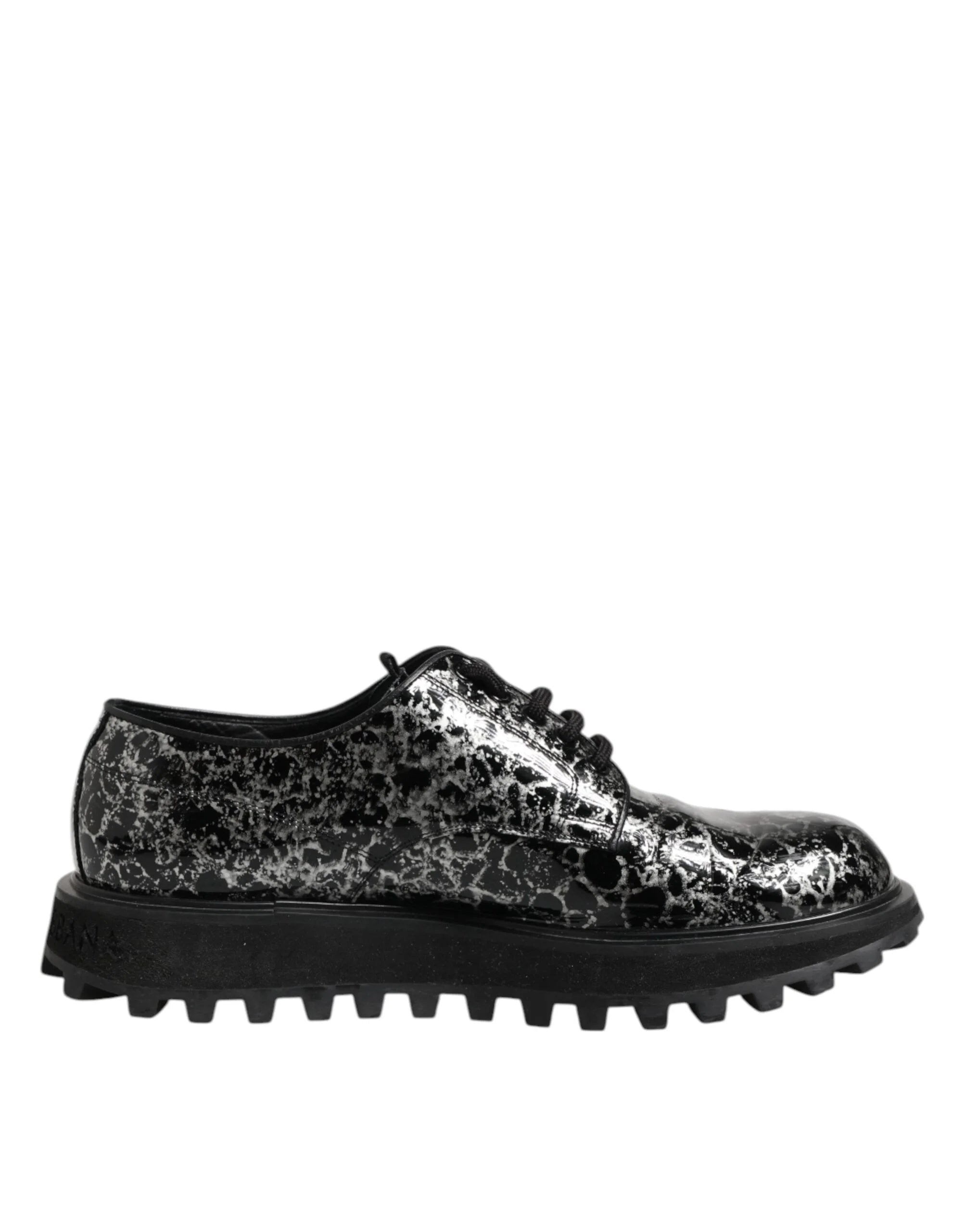 Dolce & Gabbana Black White Calfskin Chunky Derby Shoes - EU42/US9 - Shoes