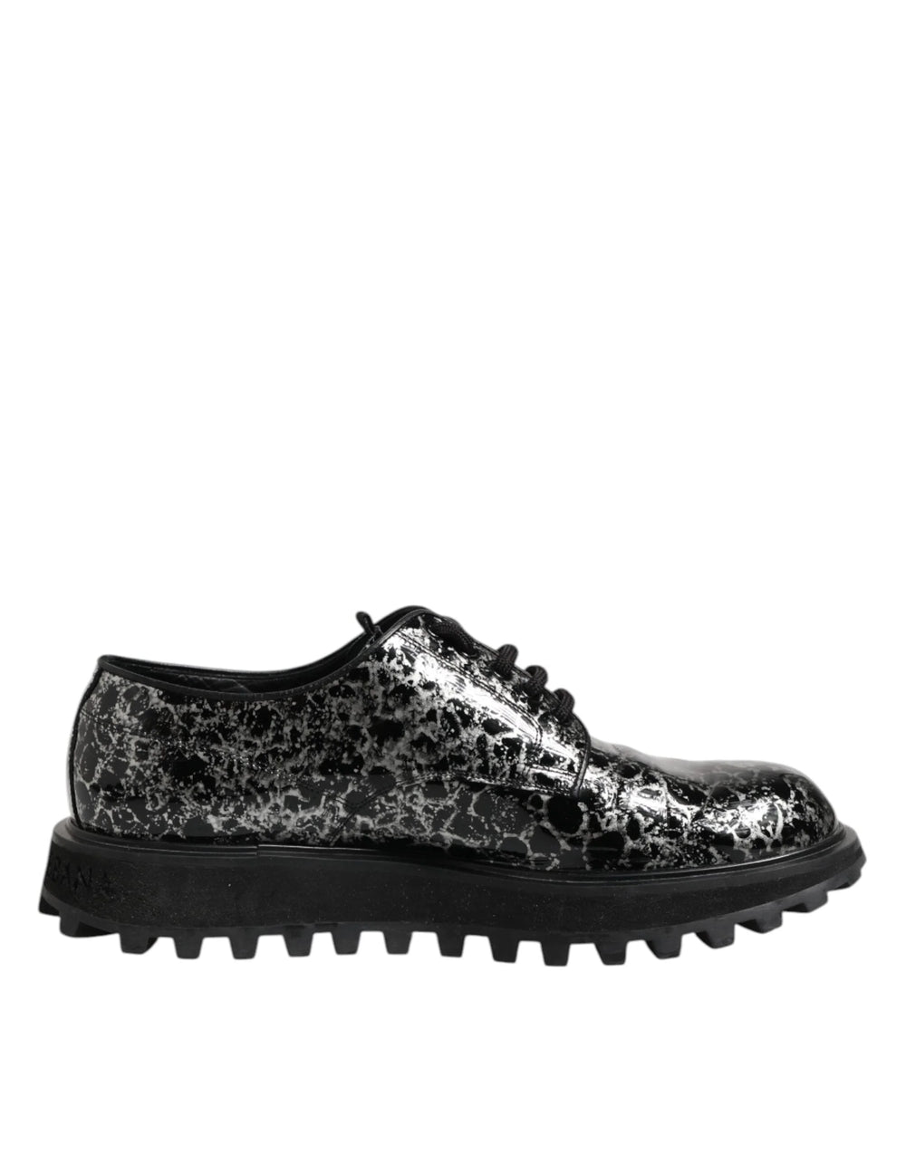 Dolce & Gabbana Black White Calfskin Chunky Derby Shoes - EU42/US9 - Shoes