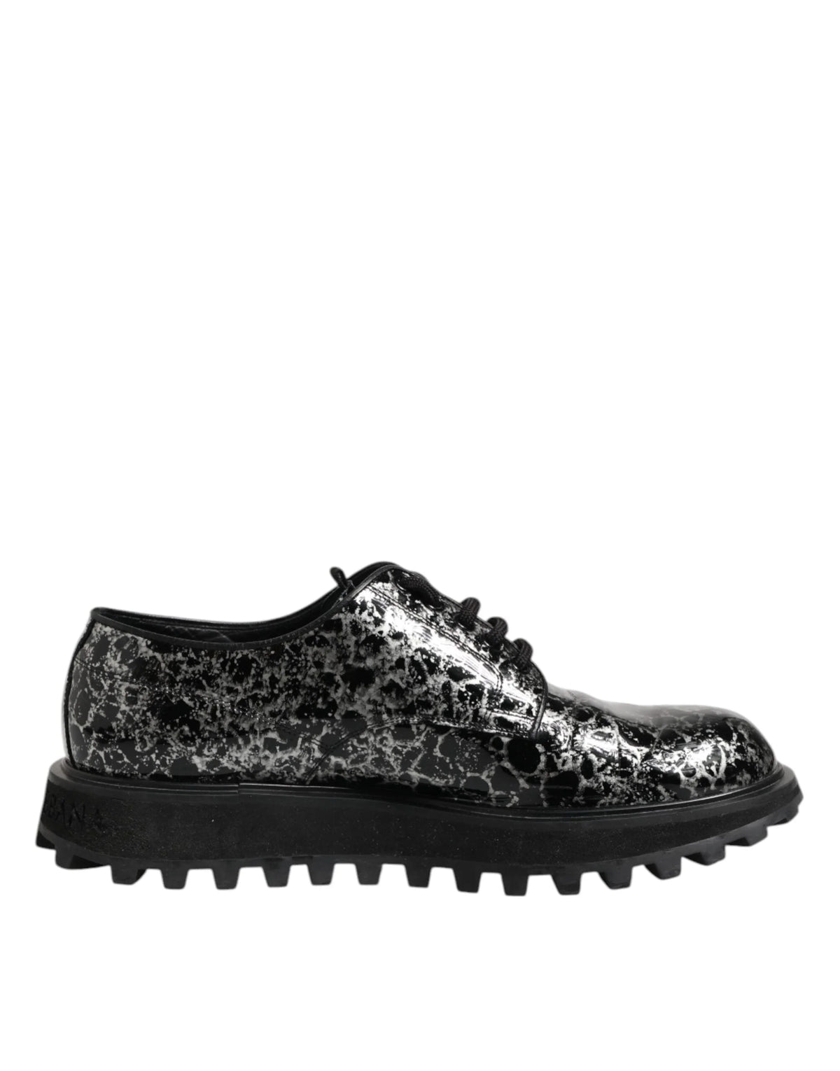 Dolce & Gabbana Black White Calfskin Chunky Derby Shoes - EU42/US9 - Shoes