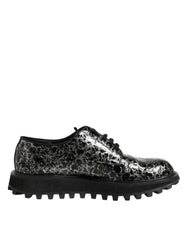 Dolce & Gabbana Black White Calfskin Chunky Derby Shoes - EU42/US9 - Shoes
