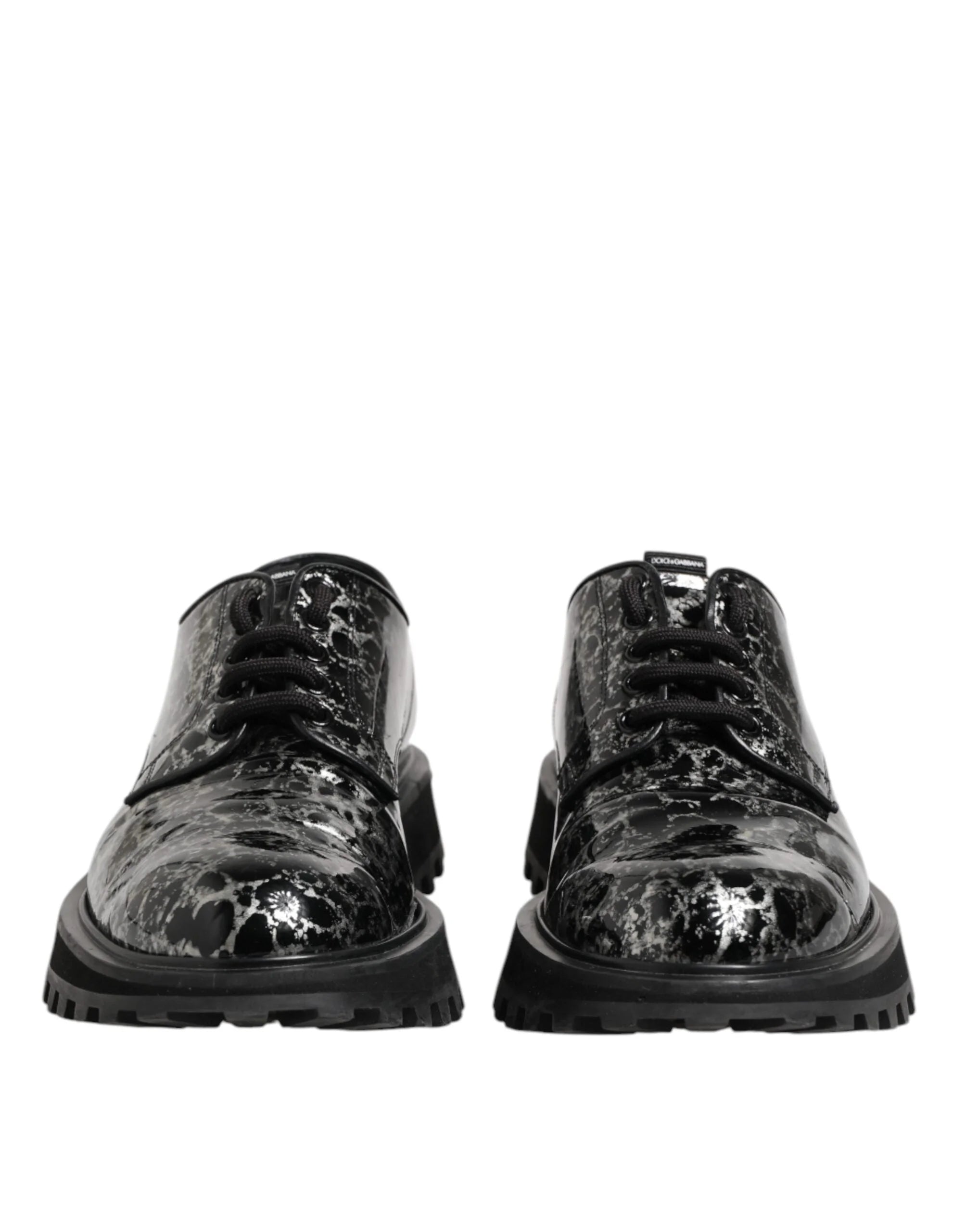 Dolce & Gabbana Black White Calfskin Chunky Derby Shoes - EU42/US9 - Shoes