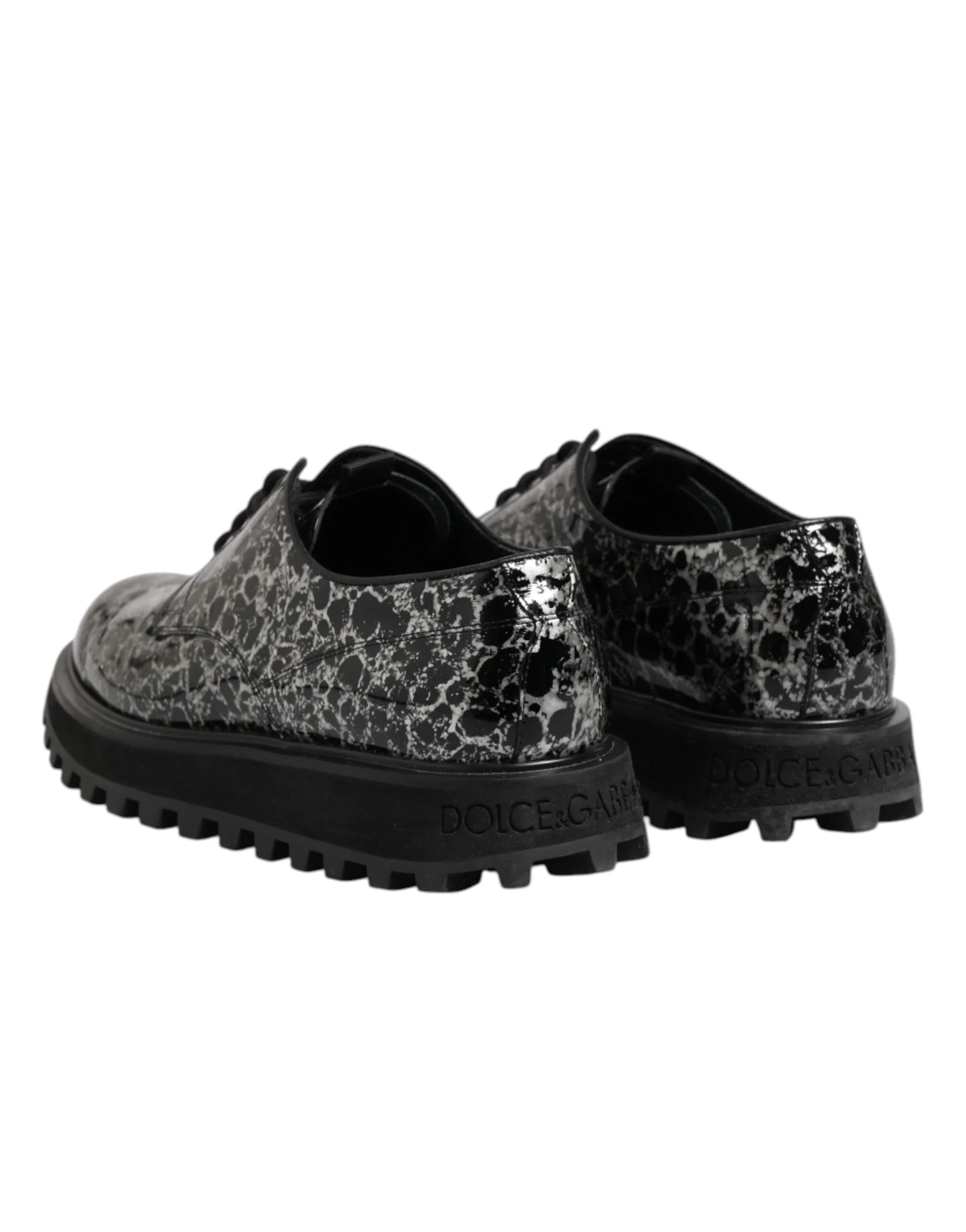 Dolce & Gabbana Black White Calfskin Chunky Derby Shoes - EU42/US9 - Shoes