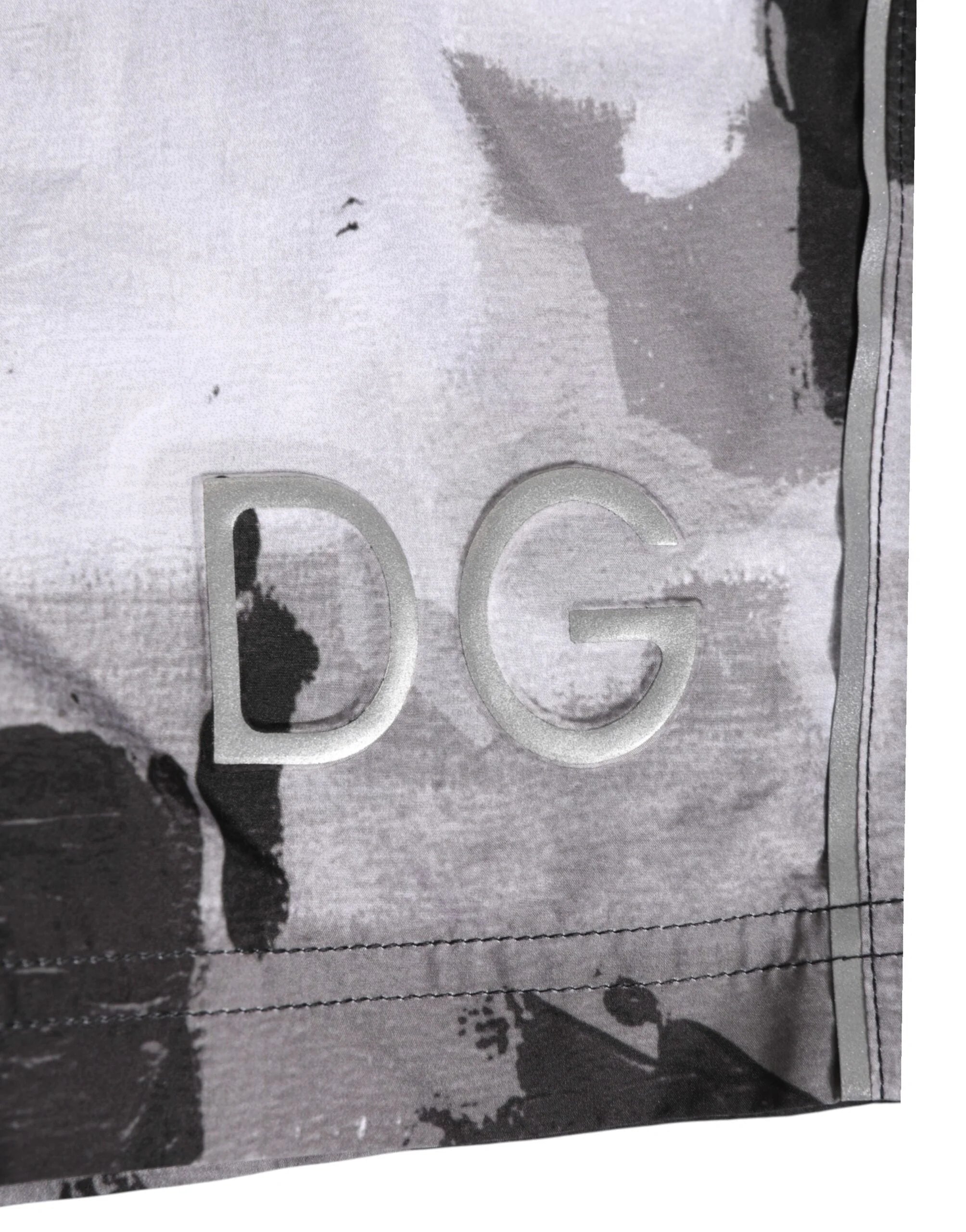 Dolce & Gabbana Black White Camouflage DG Logo Men Swimwear - IT4 | S - Swim Boxers