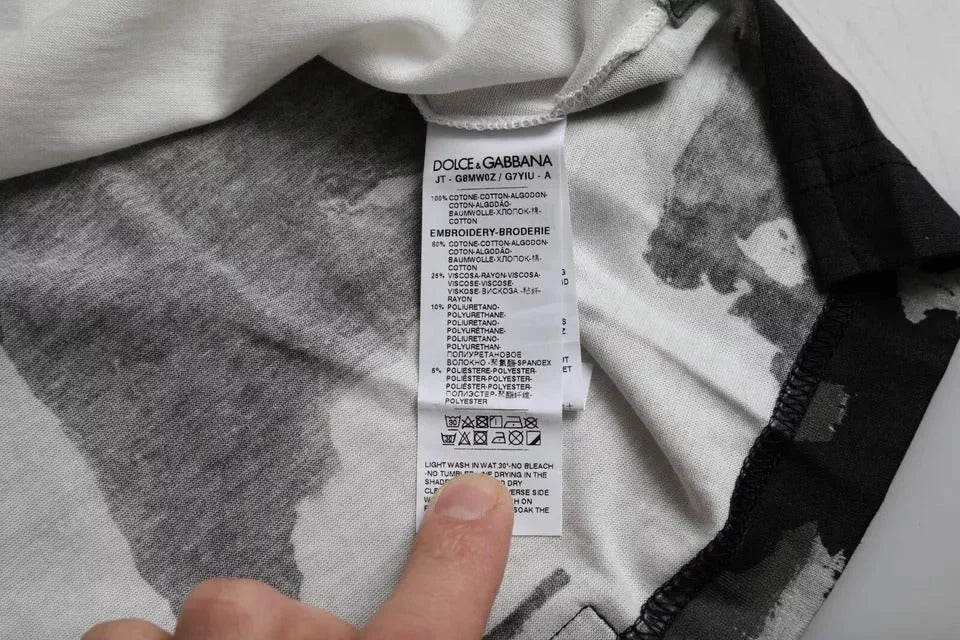 Dolce & Gabbana Black White Camouflage Round Neck T-shirt - IT44 | XS - T-Shirts