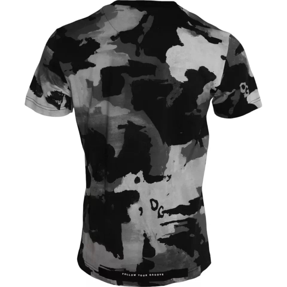 Dolce & Gabbana Black White Camouflage Round Neck T-shirt - IT44 | XS - T-Shirts