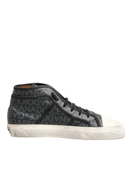 Dolce & Gabbana Black White Canvas Logo Mid Top Sneakers Shoes - EU44/US11