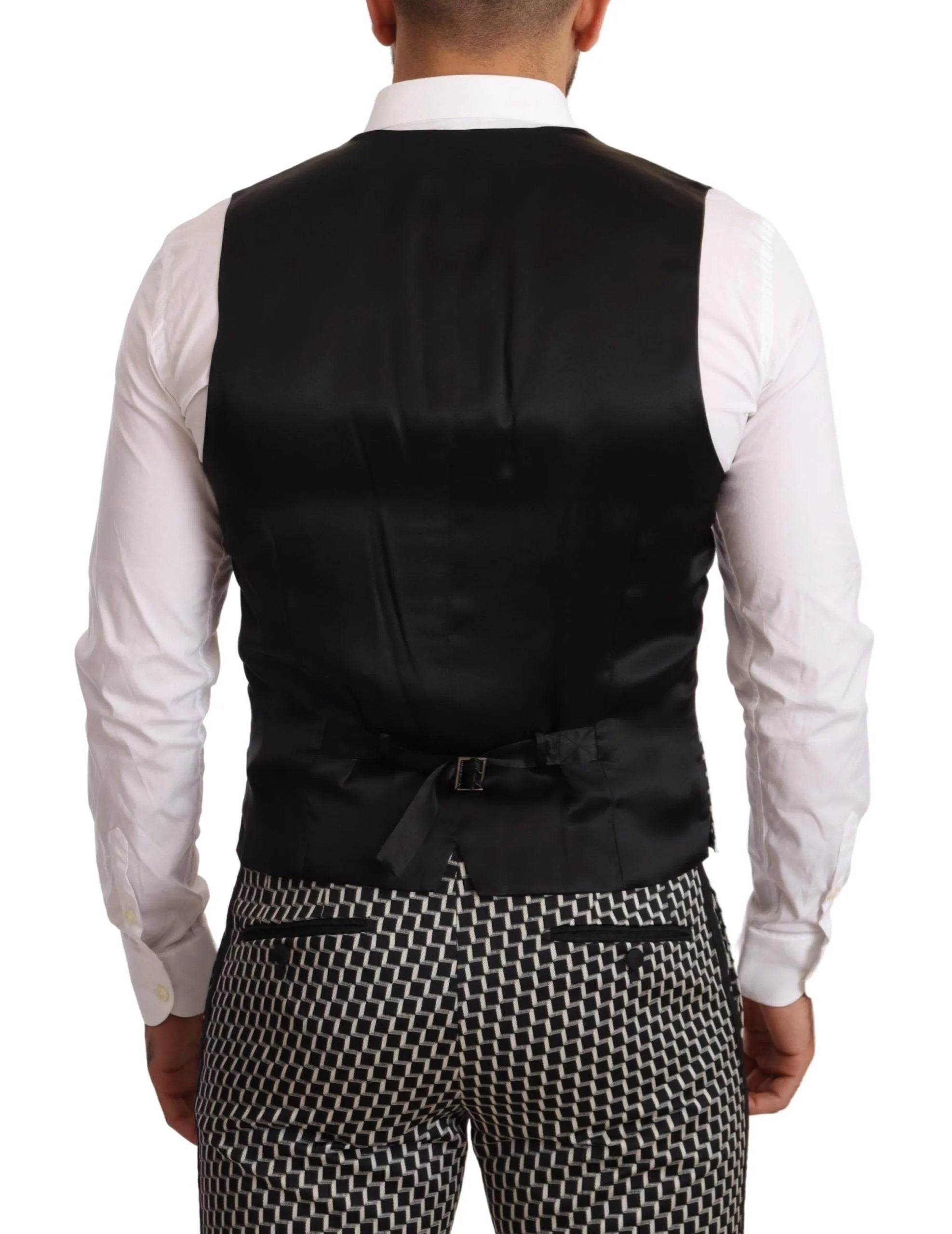 Dolce & Gabbana Black White Check 3 Piece Set MARTINI Suit - IT48 | M - Suits