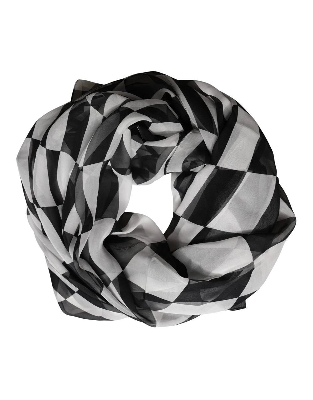 Dolce & Gabbana Black White Check Silk Wrap Foulard 133cm x 132cm Scarf