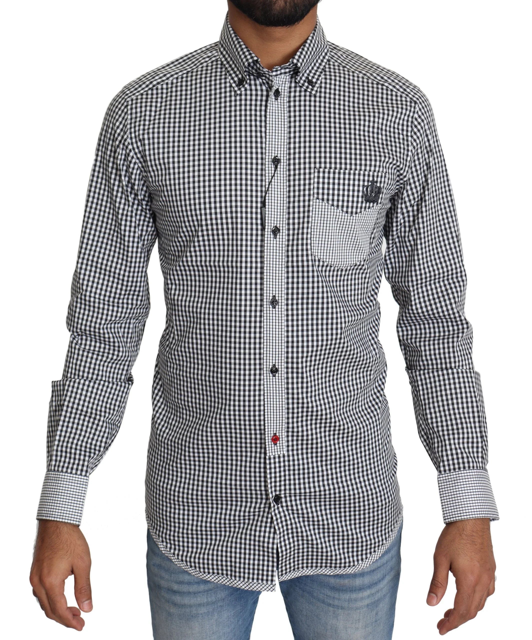 Dolce & Gabbana Black White Checkered Casual Shirt - IT37 | XS - Shirts