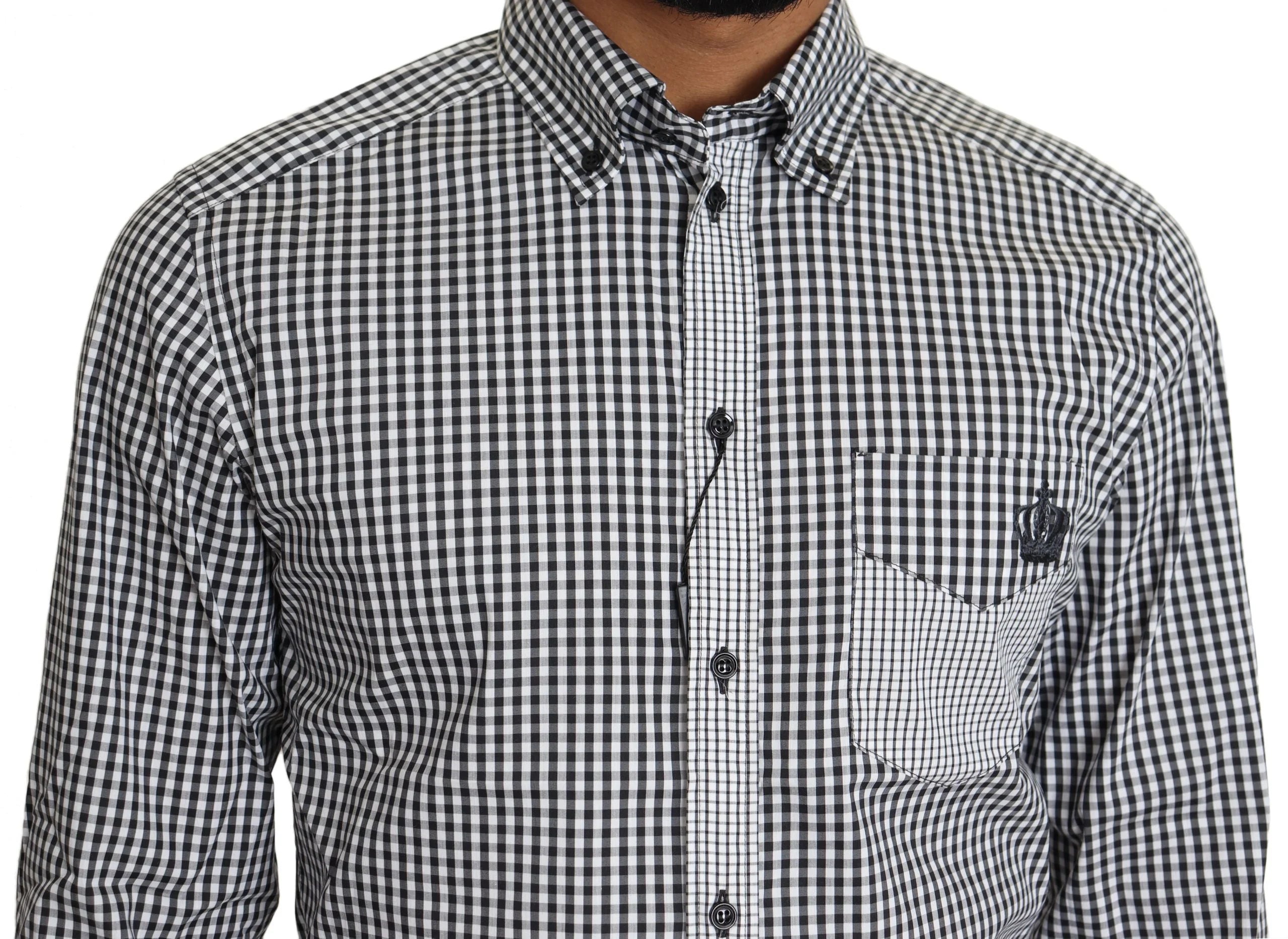Dolce & Gabbana Black White Checkered Casual Shirt - IT37 | XS - Shirts