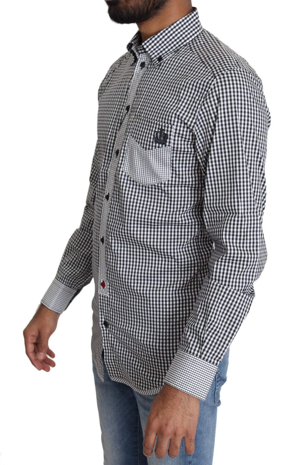Dolce & Gabbana Black White Checkered Casual Shirt - IT37 | XS - Shirts